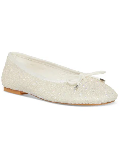 Steve Madden Blossoms Womens Faux Leather Embellished Ballet Shoes In Beige
