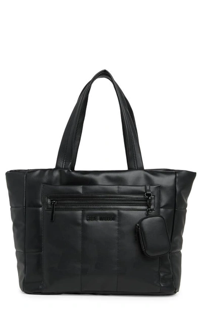 Steve Madden Conni Quilted Tote Bag In Black/ Black
