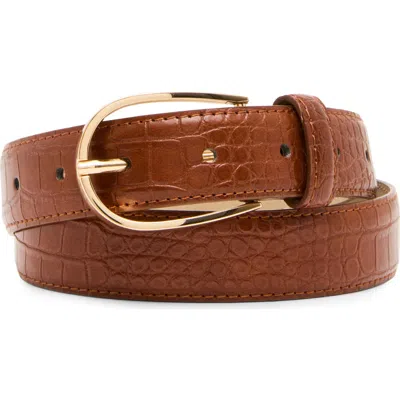 Steve Madden Croc Embossed Belt In Brown
