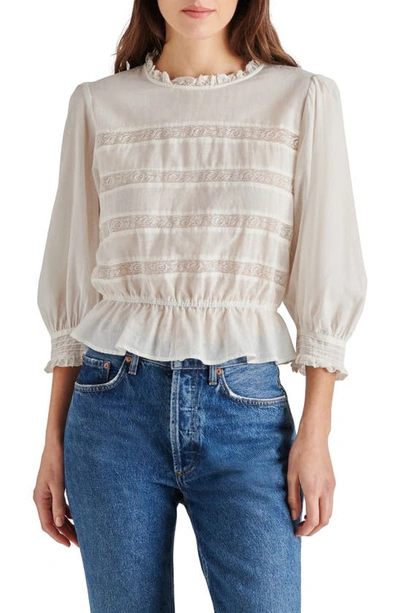 Steve Madden Geneva Lace Trim Cotton Top In Ivory