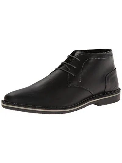Steve Madden Harken Mens Leather Almond Toe Lace-up Shoes In Black