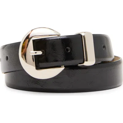 Steve Madden High Shine Glazed Faux Leather Belt In Black