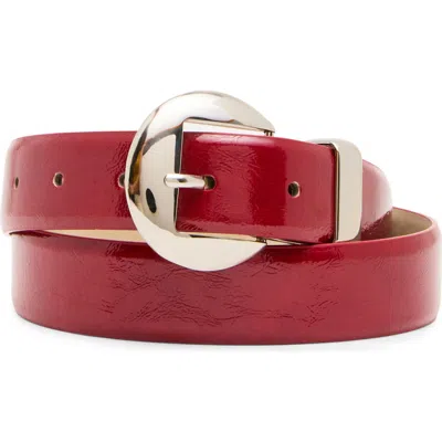 Steve Madden High Shine Glazed Faux Leather Belt In Red