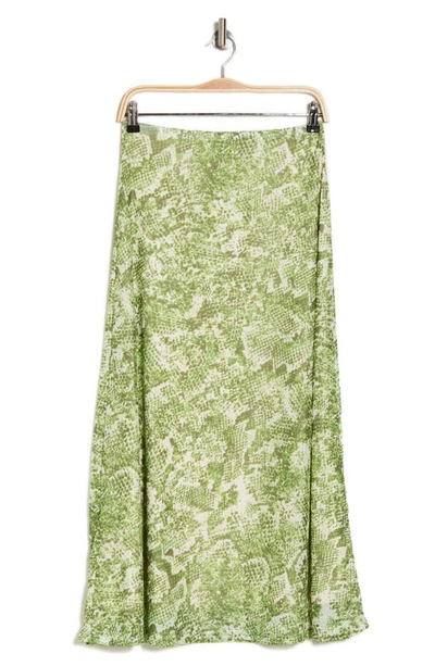 Steve Madden Mesh Tulip Satin Midi Skirt In Green