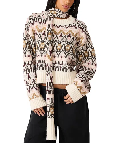 Steve Madden Mindie Cropped Fair Isle Sweater In Brown