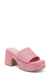 Steve Madden Reign Platform Mule In Pink Raffia