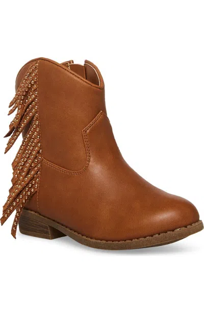 Steve Madden Willaa Western Boots Kids Brown Leather Fringe Bootie Zpo3455