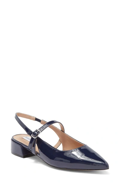 Steve Madden Yourk Pointed Toe Slingback Pump In Navy Patent