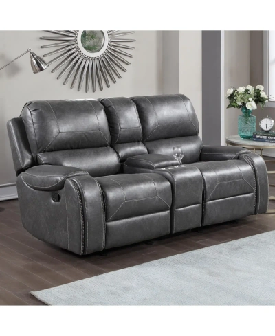 Steve Silver Keily Manual Glider Recliner Loveseat In Dark Gray