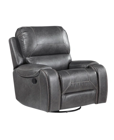 Steve Silver Keily Manual Swivel Glider Recliner Chair In Dark Gray