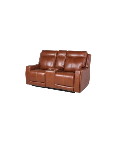 Steve Silver Natalia 73" Power Loveseat Console Recliner In Medium Brown