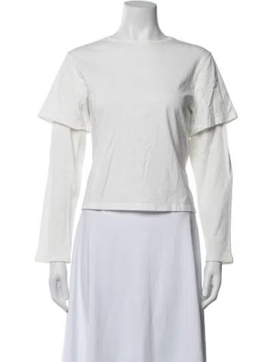 Pre-owned Still Here Crew Neck Long Sleeve Top In White