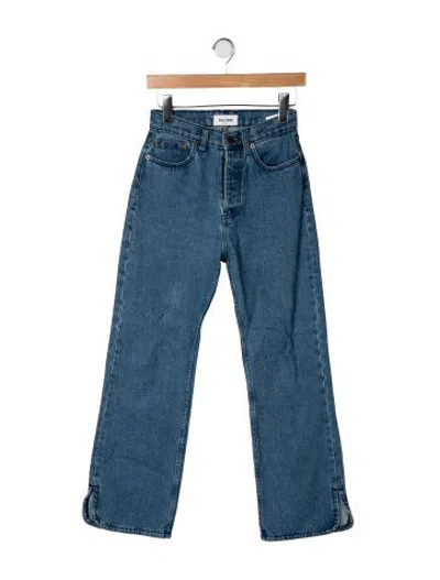 Pre-owned Still Here High-rise Straight Leg Jeans In Blue