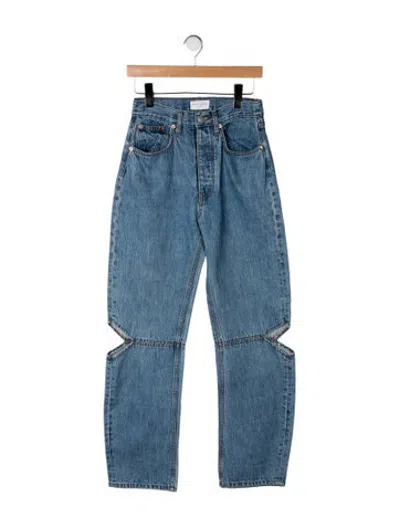 Pre-owned Still Here High-rise Straight Leg Jeans In Blue