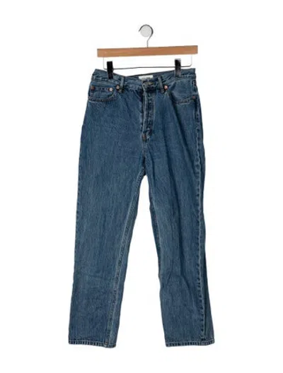 Pre-owned Still Here High-rise Straight Leg Jeans In Blue