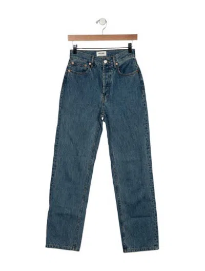 Pre-owned Still Here High-rise Straight Leg Jeans In Blue