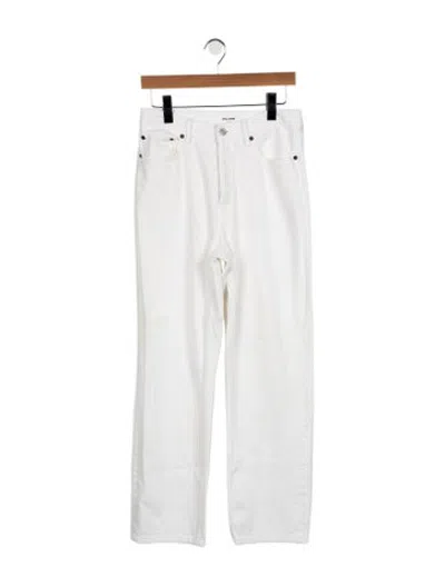 Pre-owned Still Here High-rise Straight Leg Jeans In White