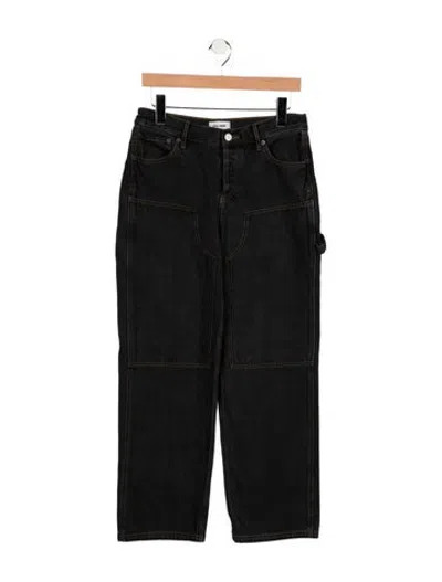 Pre-owned Still Here Mid-rise Straight Leg Jeans In Black