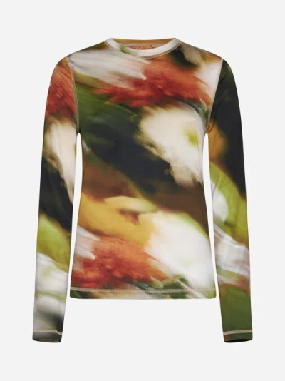 Stine Goya Juno Floral Print Jersey Top In Flowers In Fast Motion