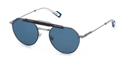 Sting Ust606 With Clip-on 579p Men's Glasses Silver Size 51 - Free Lenses - Blue Light Block Available In Shiny Palladium Silver