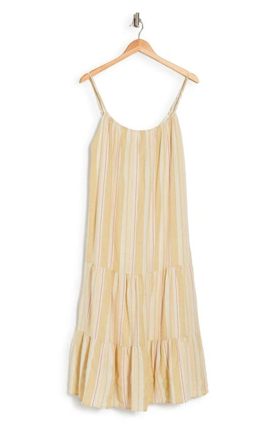 Stitchdrop Barefoot Stripe Cotton Dress In Pear