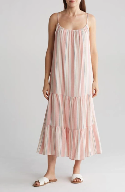 Stitchdrop Barefoot Stripe Cotton Dress In Blush