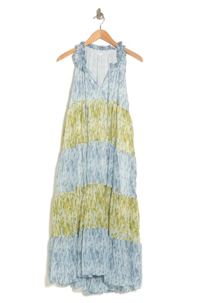 Stitchdrop Beachy Keen Tiered Colorblock Midi Dress In Water