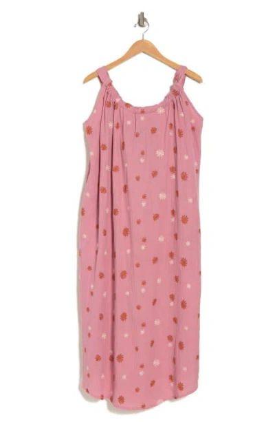 Stitchdrop Casita Cotton Midi Dress In Pink Dune