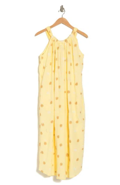 Stitchdrop Casita Cotton Midi Dress In Lemon