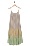 Stitchdrop Cool Beans Tiered Cotton Dress In Grass