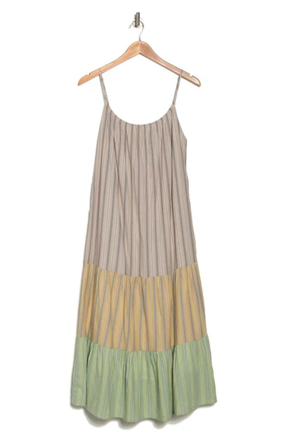 Stitchdrop Cool Beans Tiered Cotton Dress In Grass