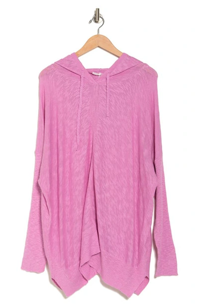 Stitchdrop Hooded Long Sleeve Pullover In Pink Guava