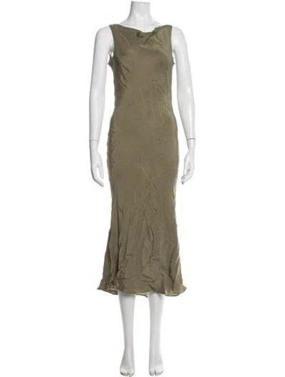 Pre-owned Stone Cold Fox Silk Long Dress In Green