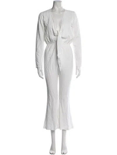 Pre-owned Stone Cold Fox V-neck Jumpsuit In White