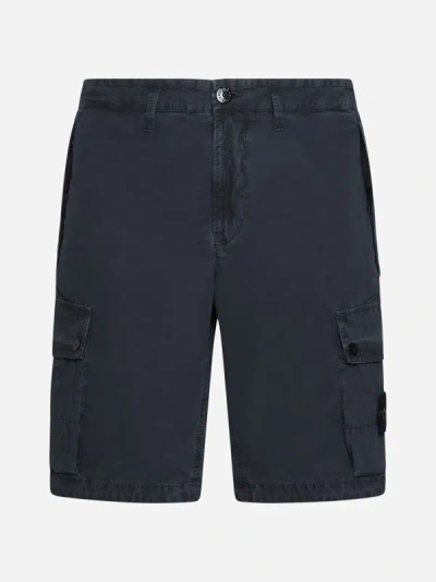 Stone Island Cargo-pocket Cotton-blend Gabardine Shorts In Black