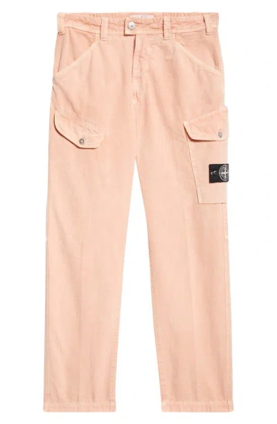 Stone Island Cotton Blend Cargo Trousers In Rust