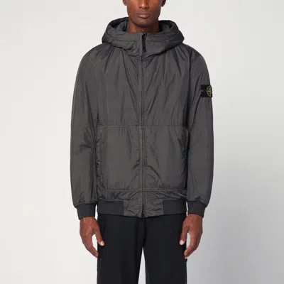 Stone Island Dark Grey Zip-up Nylon Jacket In Gray
