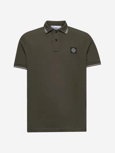 Stone Island Green Stretch Piqué Logo Patch Polo Shirt