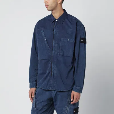 Stone Island Indigo Blue Denim-effect Shirt
