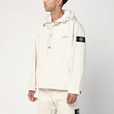 Stone Island Ivory Cotton Anorak In White