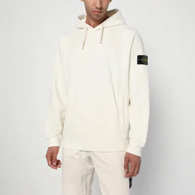 Stone Island Ivory Cotton Hoodie In White
