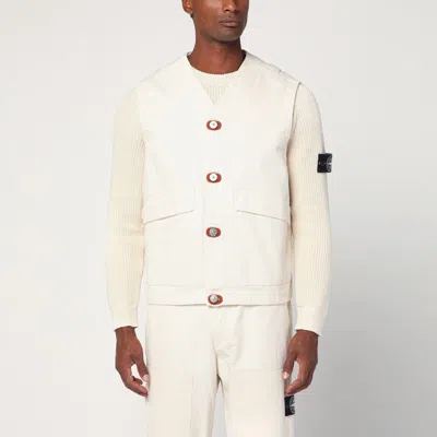 Stone Island Ivory Cotton Vest In Neutral