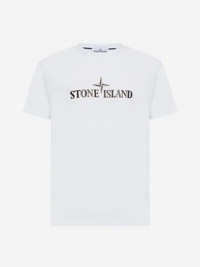 Stone Island Logo Cotton T-shirt In White