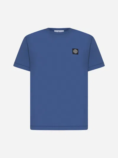 Stone Island Logo-patch Cotton T-shirt In Air Force Blue