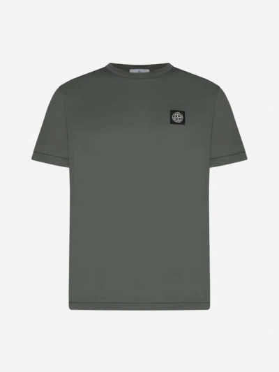 Stone Island Logo-patch Cotton T-shirt In Musk