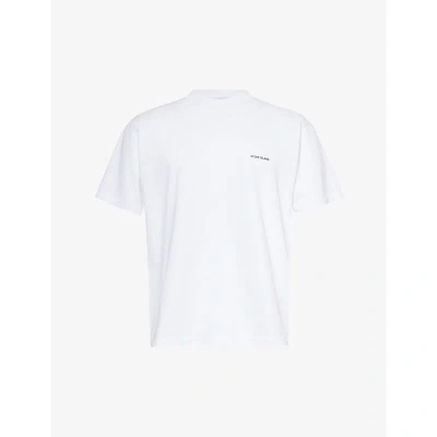 Stone Island Mens White Brand-print Boxy-fit Cotton-jersey T-shirt In Weiss