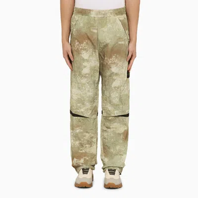 Stone Island Shaded Beige Nylon Trousers Men In Print