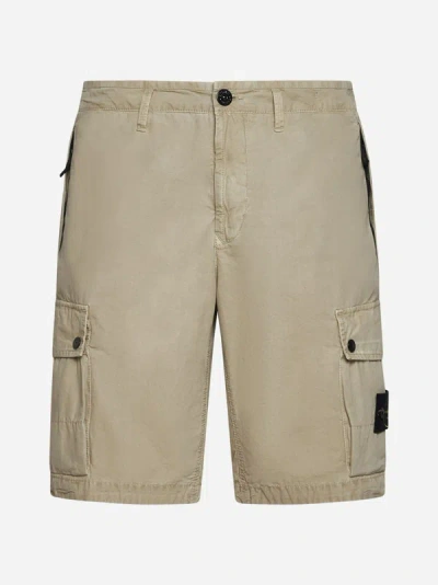 Stone Island Slim-fit Cotton Cargo Shorts In Sand
