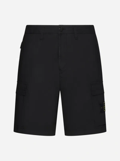 Stone Island Stretch Cotton Shorts In Black