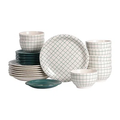 Stone Lain Ash 24-pc. Stoneware Dinnerware Set In Green
